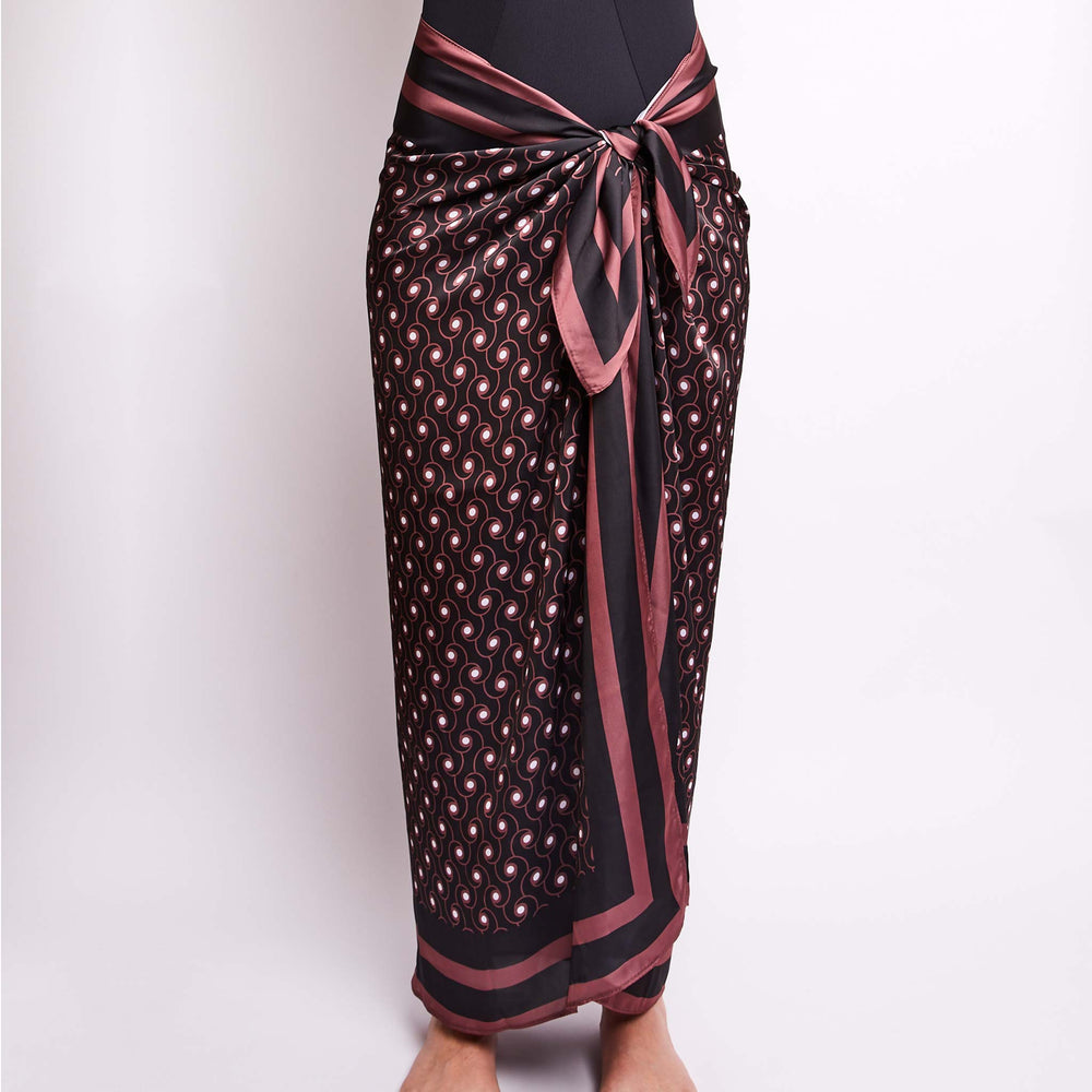 Robyn Sarong Geometric Black and Brown Print