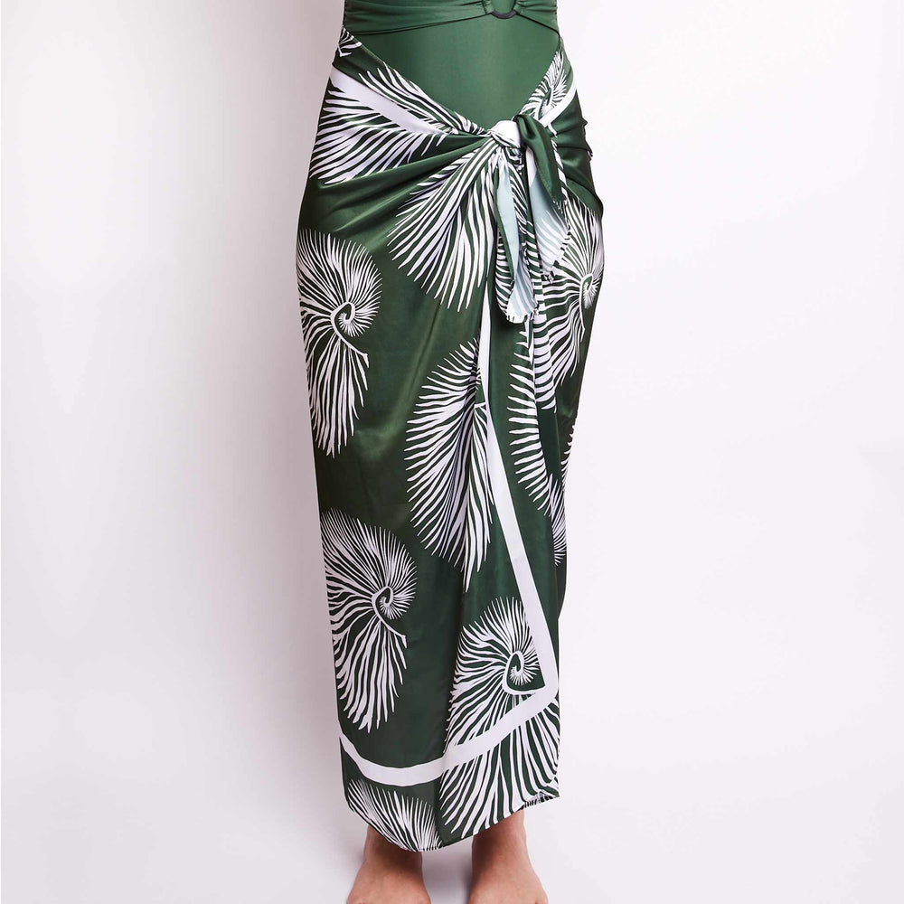 Robyn Sarong Shells Green Print