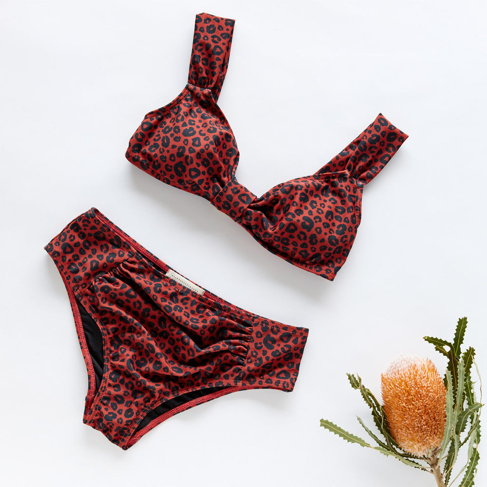 Aria bikini leopard print orange swimwear flat | Contessa Volpi Summer 2019/2020 Collection