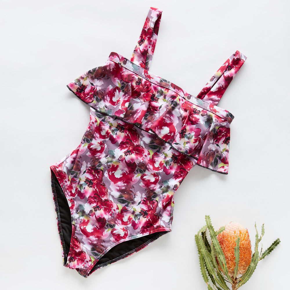 Clara one piece swimsuit print flowers swimwear flat | Contessa Volpi Summer 2019/2020 Collection