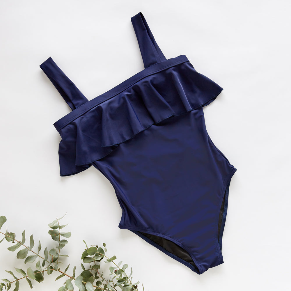 Clara one piece swimsuit navy blue swimwear flat | Contessa Volpi Summer 2019/2020 Collection