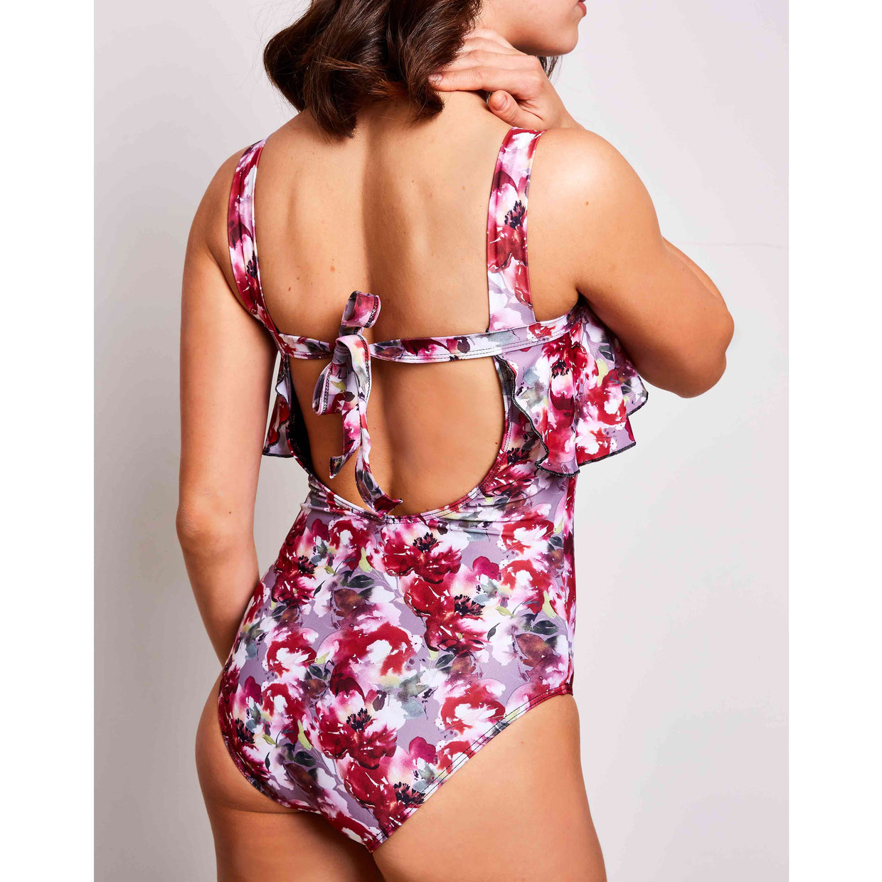 Clara one piece swimsuit print flowers swimwear, side | Contessa Volpi Summer 2019/2020 Collection