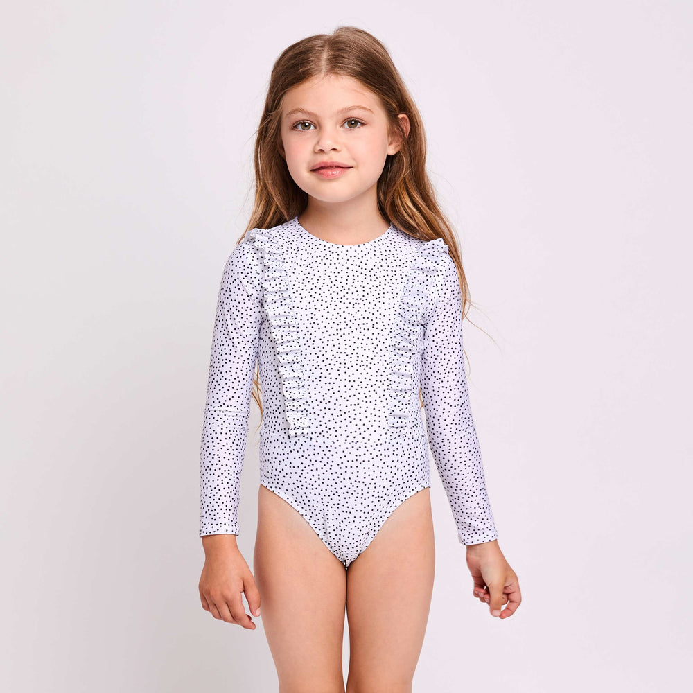 Little-Halle-surfsuit-long-sleeve-dots-white 1-contessa-volpi-matching-swimwear