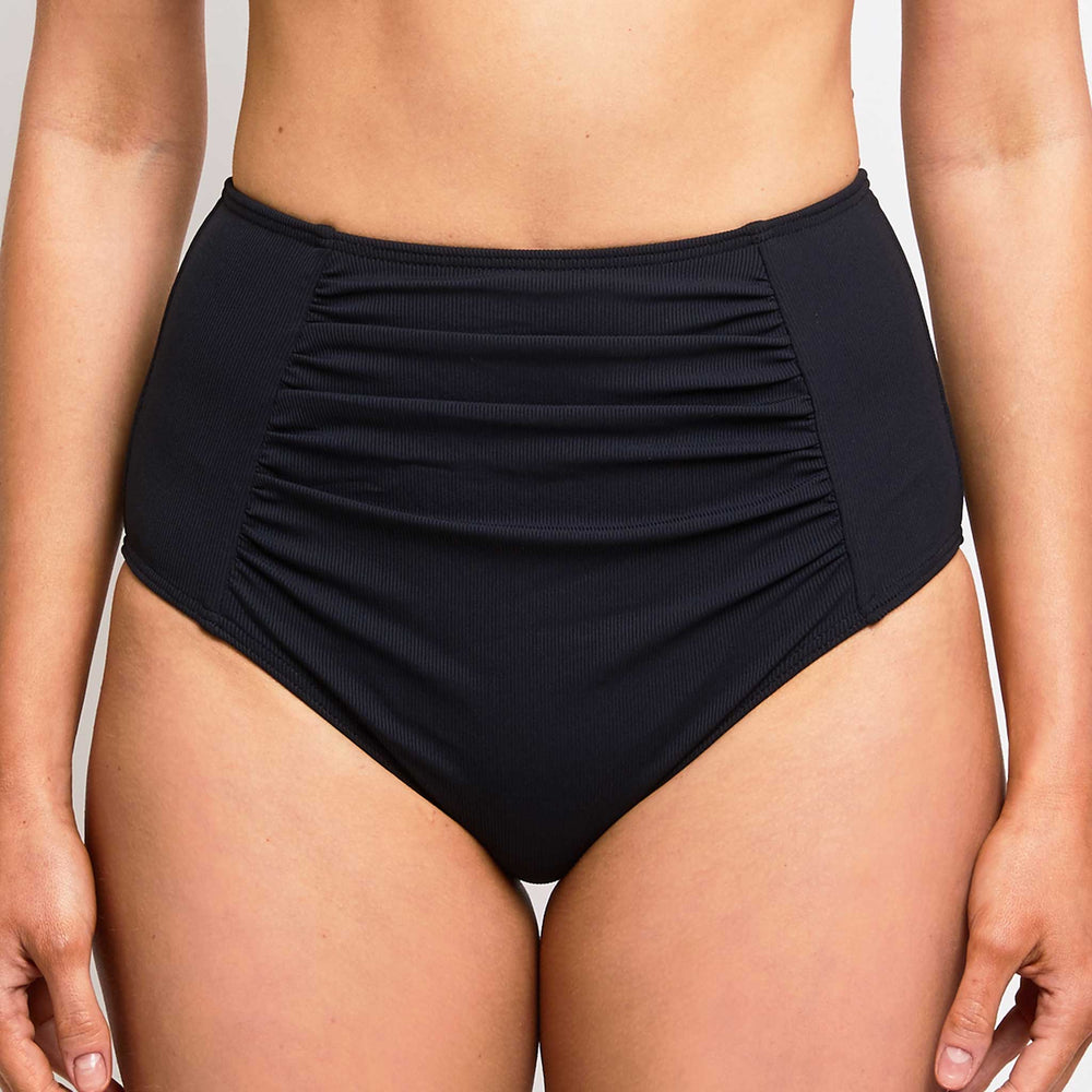 erica high waisted bottom bikini black ribbed fabric contessavolpi